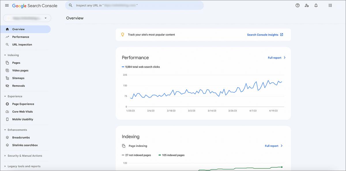 Dashboard of Your Google Search Console