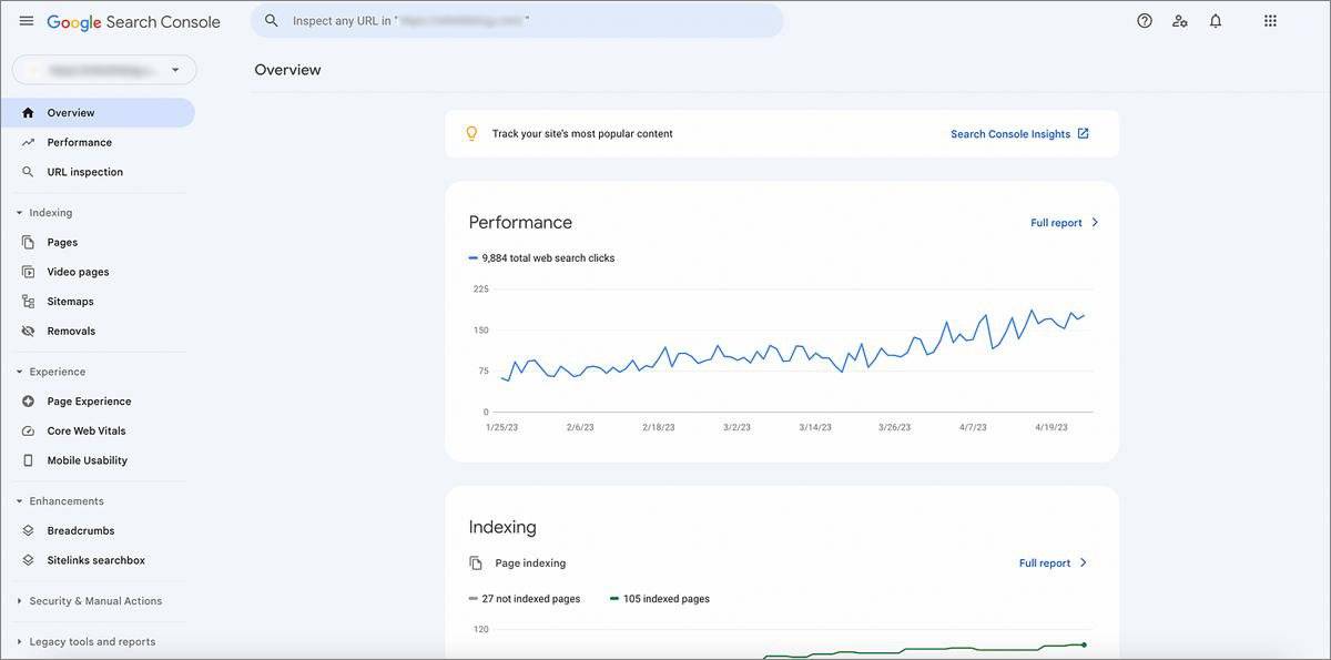 Dashboard of Your Google Search Console