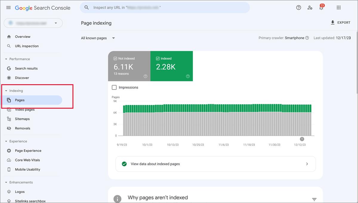 Google Search Console Page Indexing Report