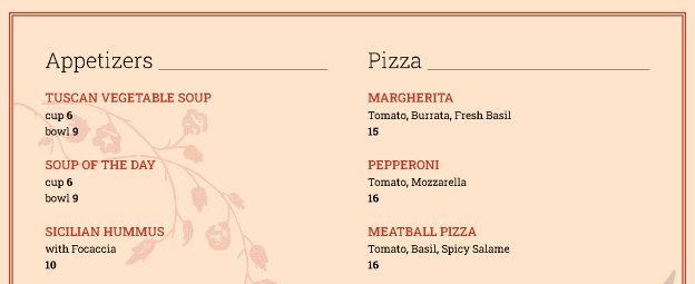 shopify restaurant menu